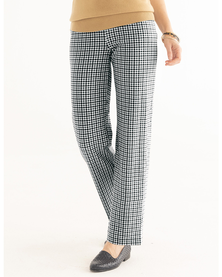 Everyday Knit Check-Print Pants image number 1