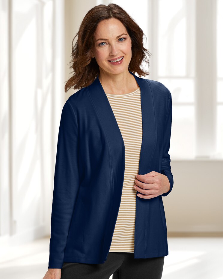 Claire Everyday Knit Solid Open-Front Cardigan image number 1