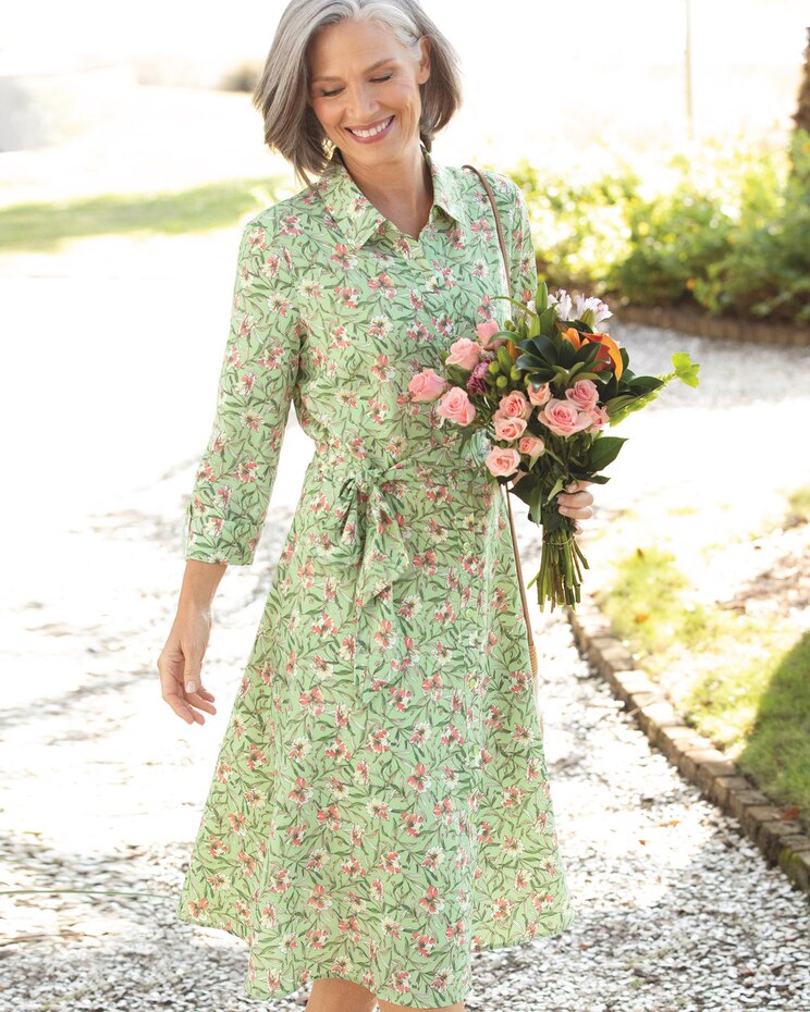Sketched Floral Shirtdress image number 1