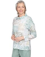 Alfred Dunner® St.Moritz Shimmer Medallion Patchwork Cowl Neck Top thumbnail number 3