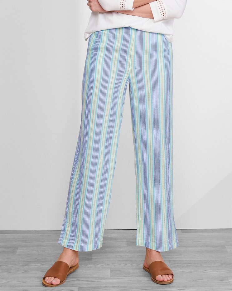 Nantucket Textured-Cotton Striped Pants image number 1