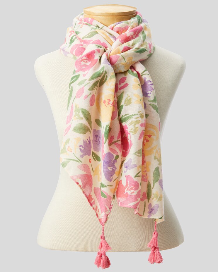 Floral Tassel Scarf image number 1