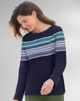 Striped-Yoke Bateau-Neck Tee thumbnail number 1