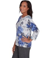 Alfred Dunner® Worth Avenue Watercolor Floral Shimmer Crew Neck Top thumbnail number 2