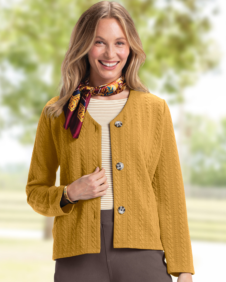 Cable-Textured Knit Cardigan image number 1