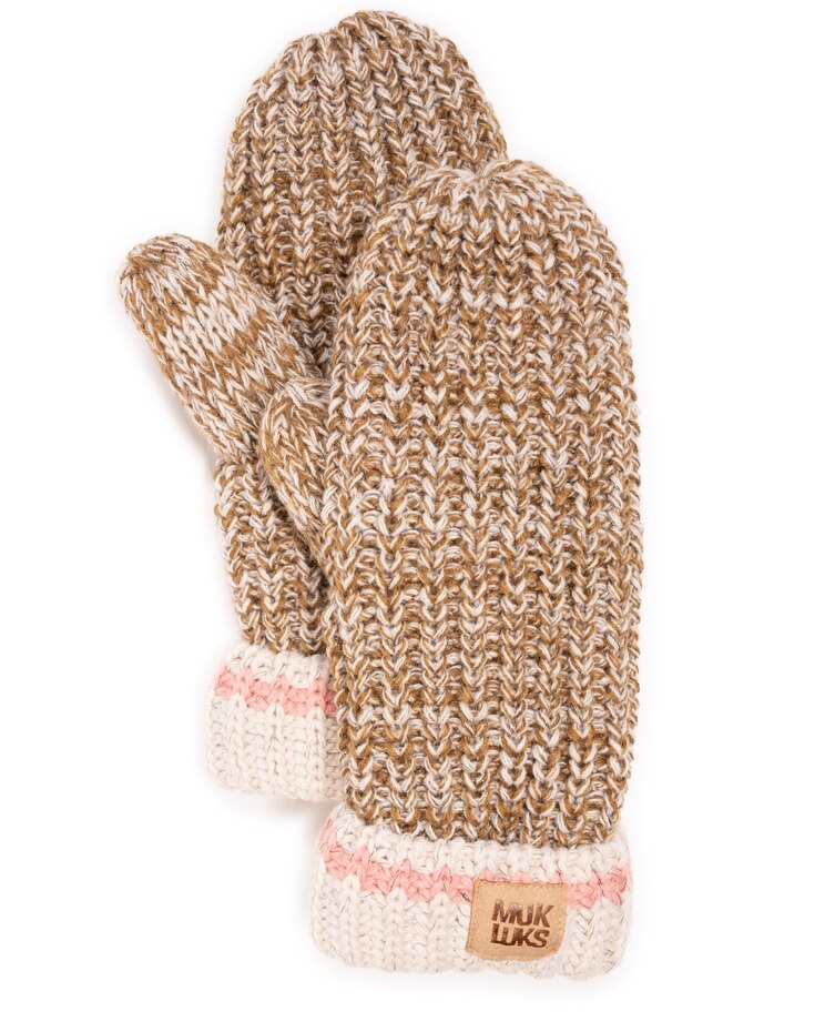 MUK LUKS® Womens Marled Chunky Stitch Mitten image number 1