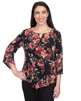 Alfred Dunner® Tossed Floral Pointed Hem Top thumbnail number 1