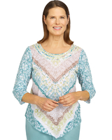 Alfred Dunner® Coconut Grove Chevron 3/4 Sleeve Top thumbnail number 1