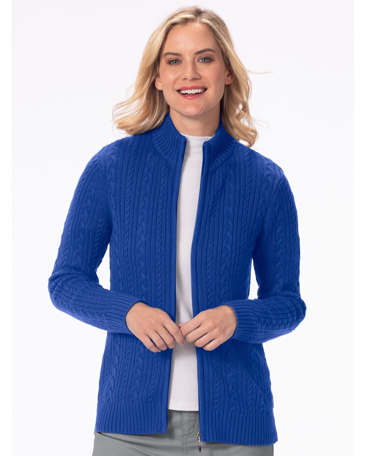 Iconic Cable Zip Cardigan Sweater image number 1