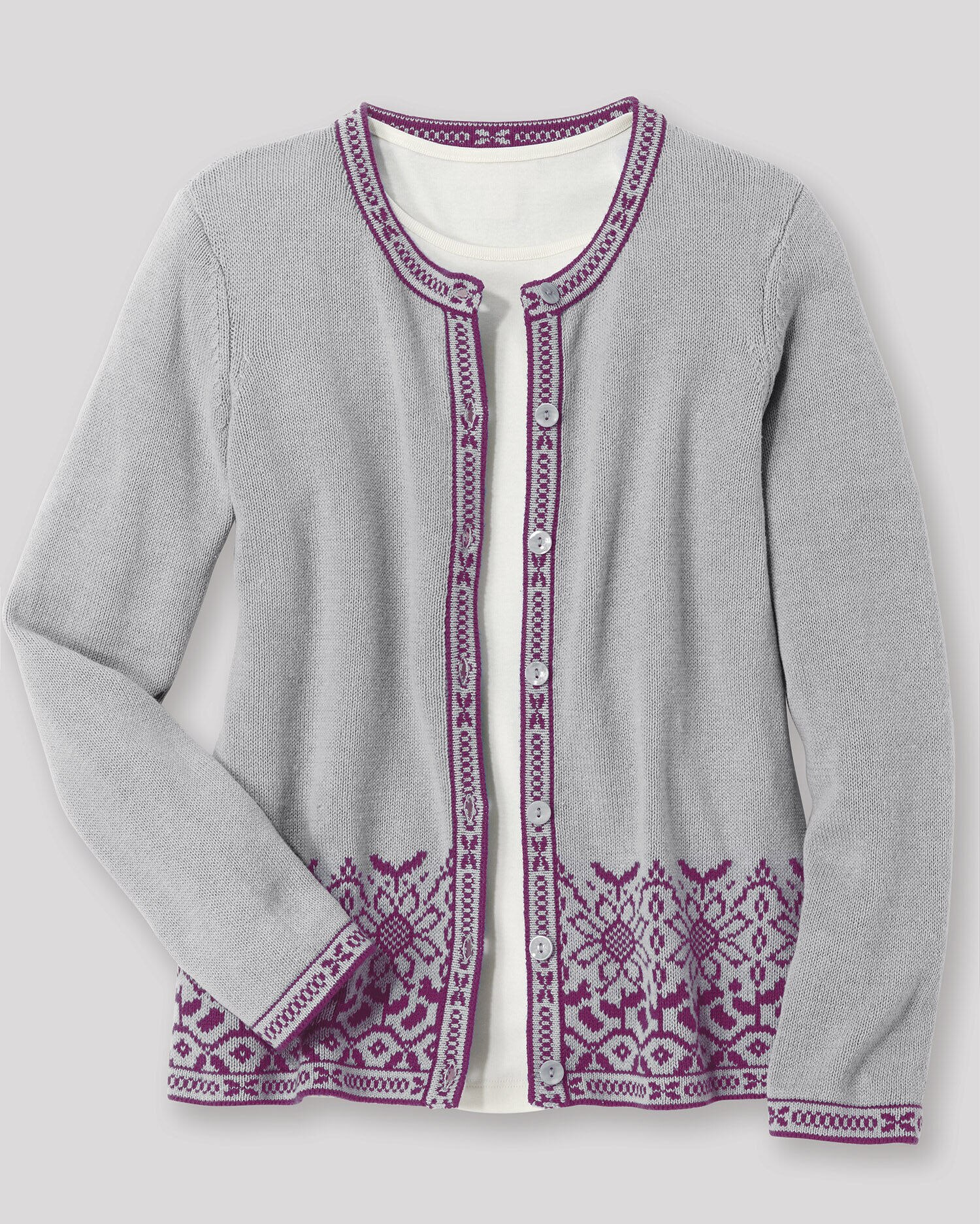 Jackie cardigan sweater in floral embroidery top