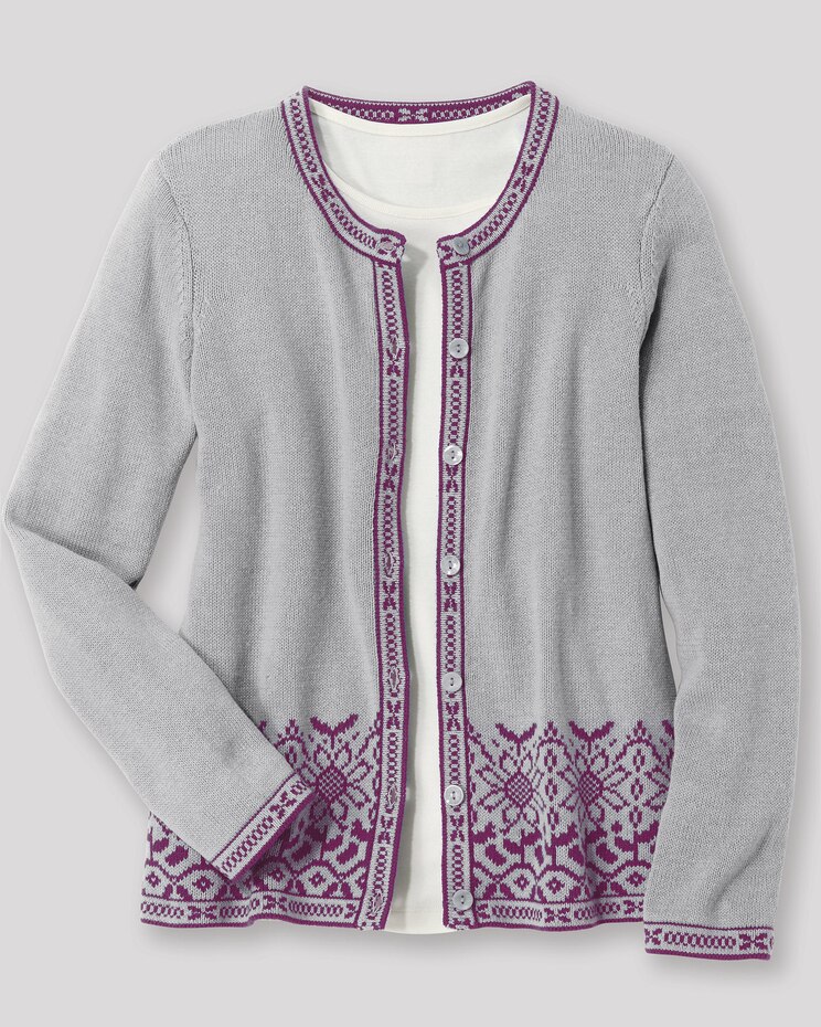 Sunflower Jacquard Cotton Cardigan Sweater image number 3