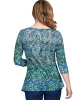Ruby Rd® Keyhole Medallion Paisley Border Jersey Top thumbnail number 4