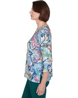 Alfred Dunner® Classics Scroll Multi Colored Patterned Top thumbnail number 4