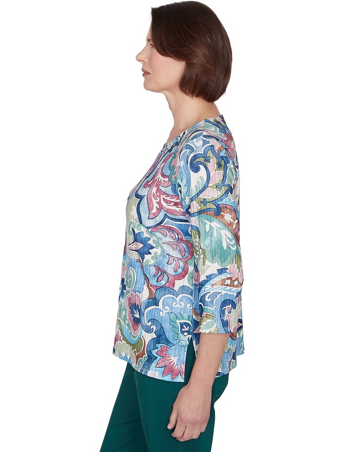 Alfred Dunner® Classics Scroll Multi Colored Patterned Top image number 4