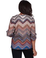 Alfred Dunner® Harvest Moon Textured Chevron Ruched Sleeve Top thumbnail number 3