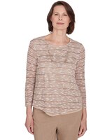 Alfred Dunner® Charm School Space Dye Textured Top With Necklace thumbnail number 1