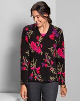 Graphic Floral Narrow V-Neck Sweater thumbnail number 1