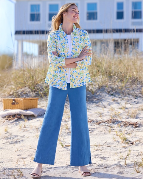Nantucket Textured-Cotton Lemon Blossom Shirt