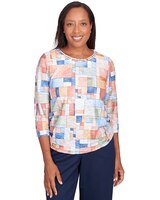 Alfred Dunner® A Fresh Start Boxes Texture Shirttail Hem Top thumbnail number 1