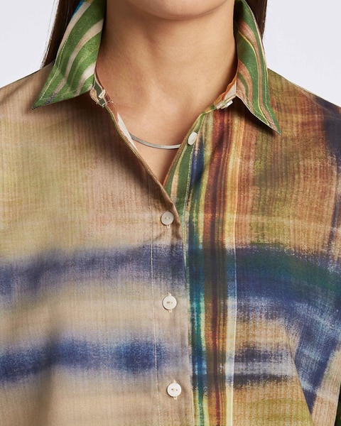 Foxcroft Delia Painterly Plaid Popover