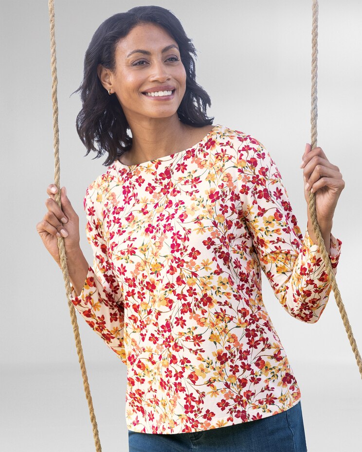Orchard Floral-Print Bateau-Neck Tee image number 1