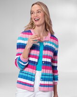 Bayside Cotton Cabled Stripe Cardigan thumbnail number 1