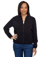 Alfred Dunner® Chenille Metallic Zip Front Cardigan thumbnail number 1