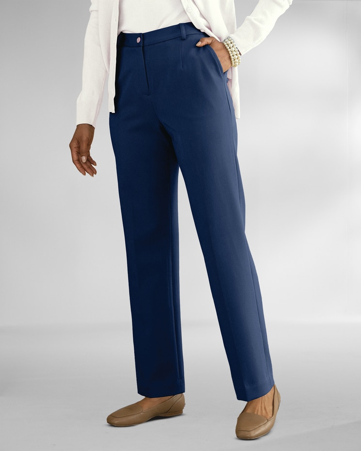 Washable Gabardine Fly-Front Pants image number 1