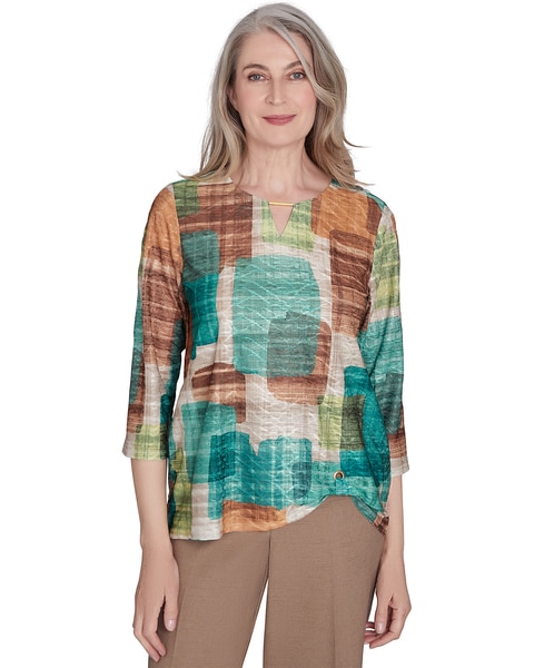 Alfred Dunner® Emerald Isle Color Blocking Texture Top