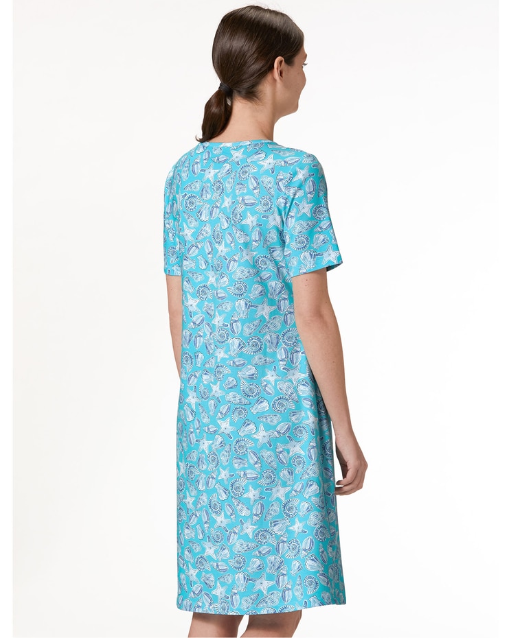Seashell-Print Boardwalk Knit Short-Sleeve Dress image number 2