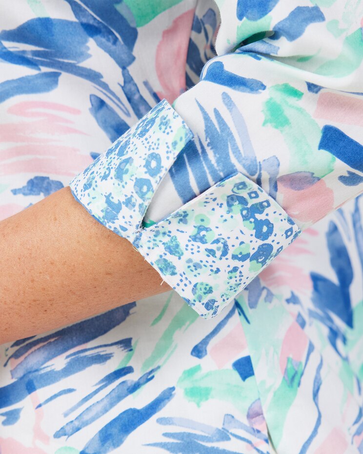 Lucie 3/4 Sleeve Tropical Paint Strokes Blouse image number 4