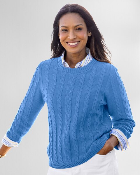 Bayside Cotton Mixed-Cable Pullover