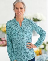 Silky Print Long-Sleeve Utility Blouse thumbnail number 1