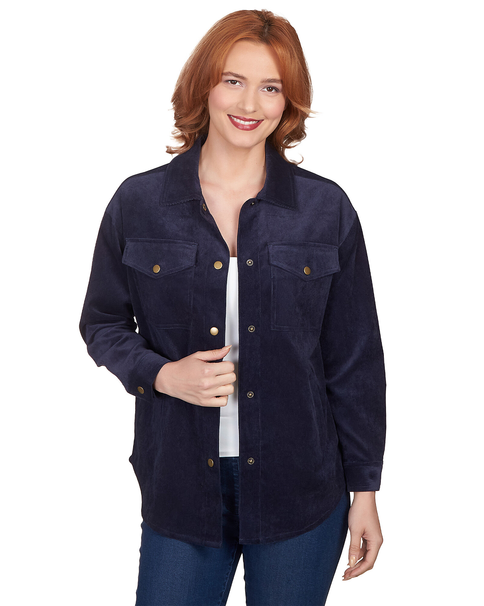 Ruby Rd Button Up Solid Pincord Jacket