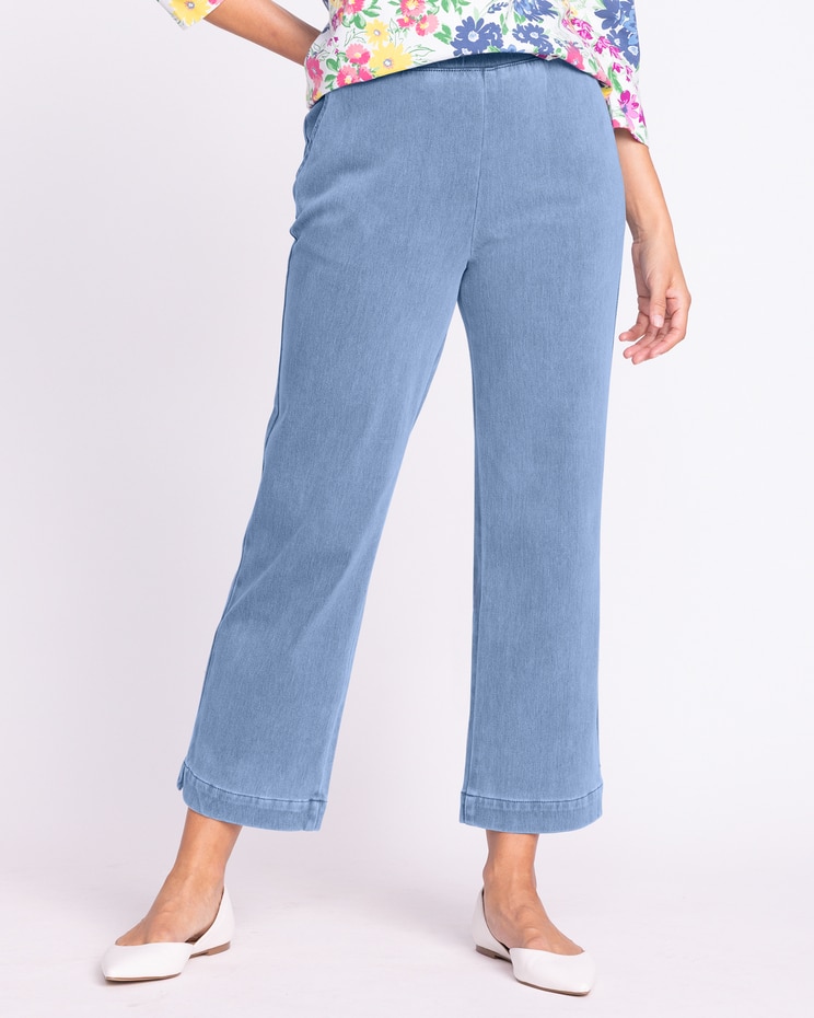 Classic Knit Denim Relaxed Straight-Leg Crop image number 1