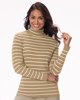Striped Ribbed Cotton Turtleneck Sweater thumbnail number 1