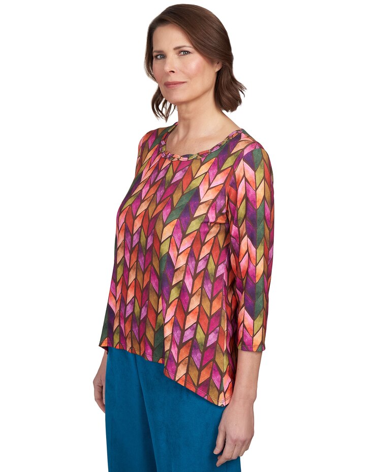 Alfred Dunner® Chevron Knit Sharkbite Hem Top image number 3