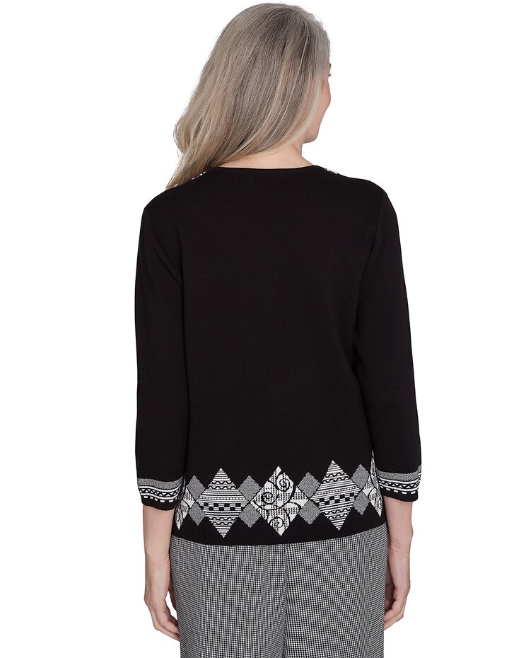 Alfred Dunner® Runway Ready Diamond Border Crew Neck Top with a Detachable Necklace image number 2
