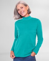 Essential Cotton Long-Sleeve Solid Mockneck thumbnail number 1