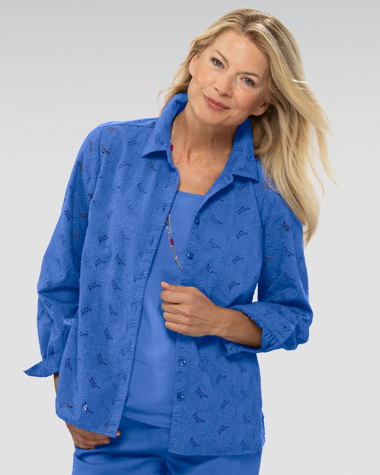 Cotton Embroidered Eyelet Shirt image number 1