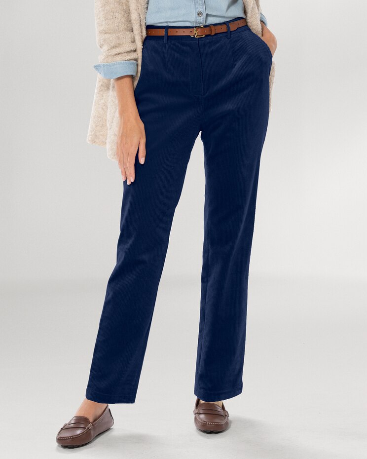 Stretch Wide-Wale Corduroy Fly-Front Pants image number 1