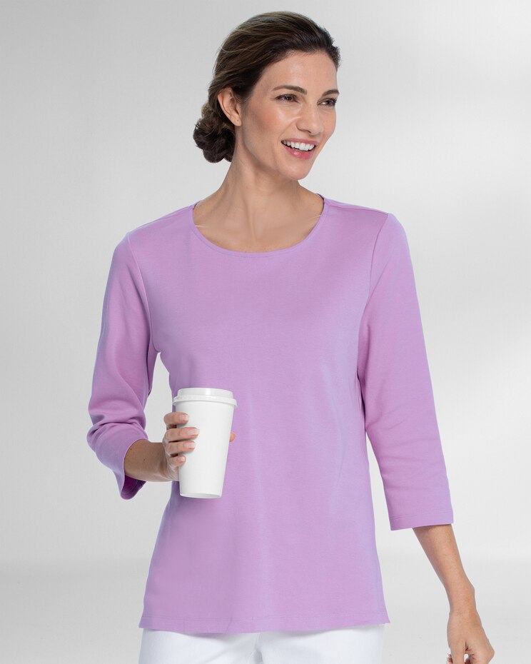 Essential Cotton Solid Jewelneck Tee image number 1