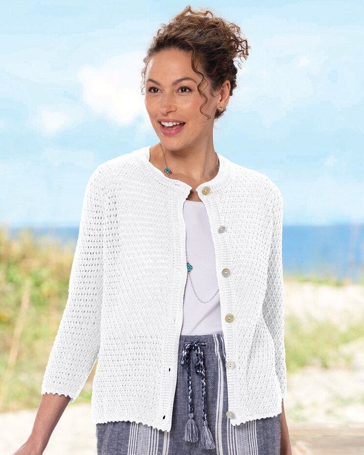 Bayside Cotton Crochet Cardigan image number 1