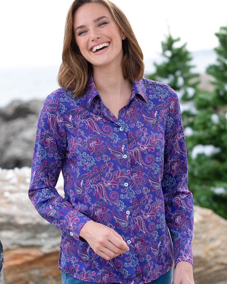 Foxcroft For Appleseeds Perfect-Fit Long-Sleeve Shirt