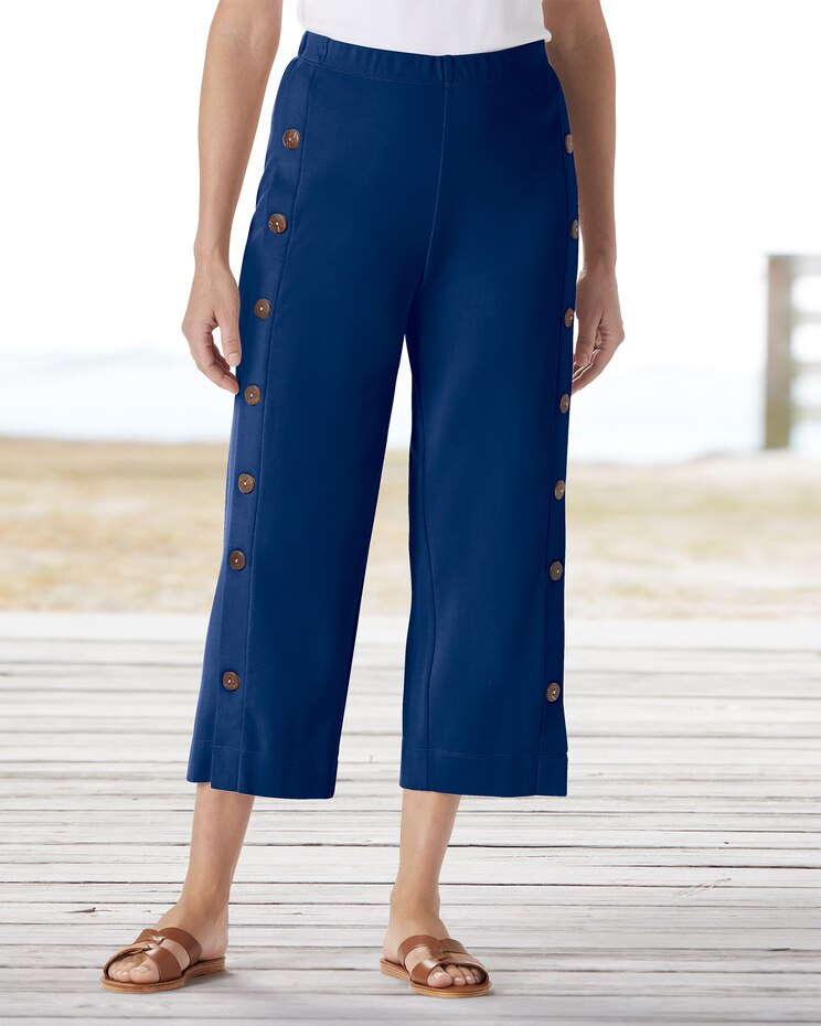 Sahara Side-Button Knit Capris image number 1