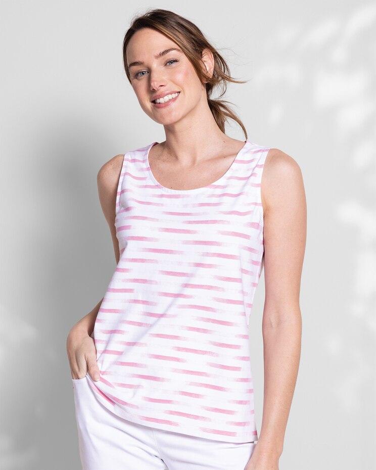 Prima™ Cotton Painted-Stripe Scoopneck Tank image number 1