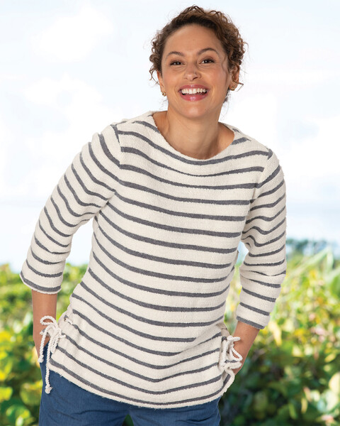 Nautical Stripe Brushed Terry Pullover