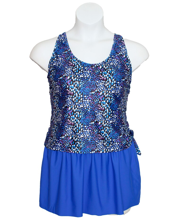 Simply Fit Plus Fashion One Piece Faux Skirtini Swimdress image number 1