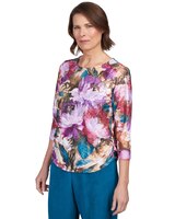 Alfred Dunner® Floral Watercolor Shirttail Hem Top thumbnail number 3
