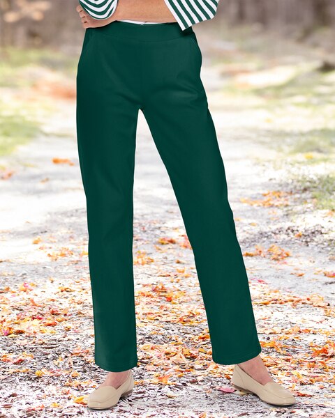 Classic Knit Denim Straight Leg Pants